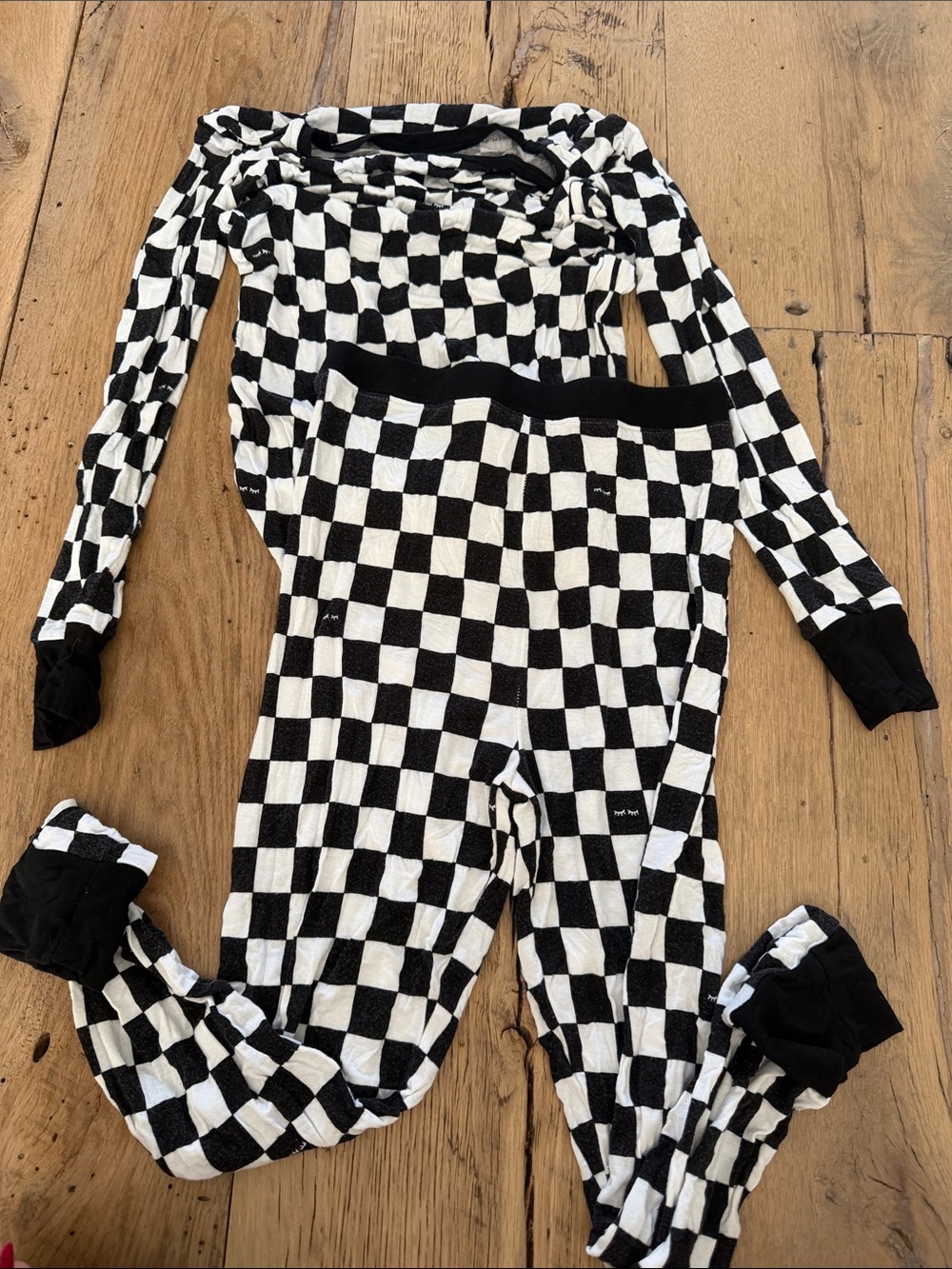 Little Sleepies Black and White Checkered Halloween Kids Pajama Set